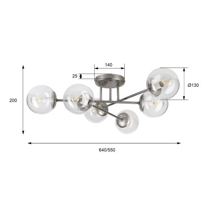 Přisazený lustr MALENA 6xE14/5W/230V matný chrom/čirá