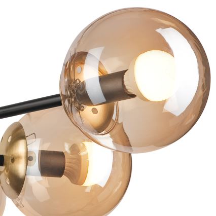Přisazený lustr MALENA 6xE14/5W/230V zlatá/černá/kouřová béžová