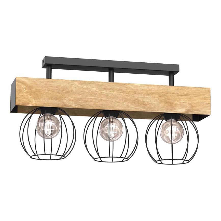 Přisazený lustr MENTON 3xE27/15W/230V černá/hnědá/dub