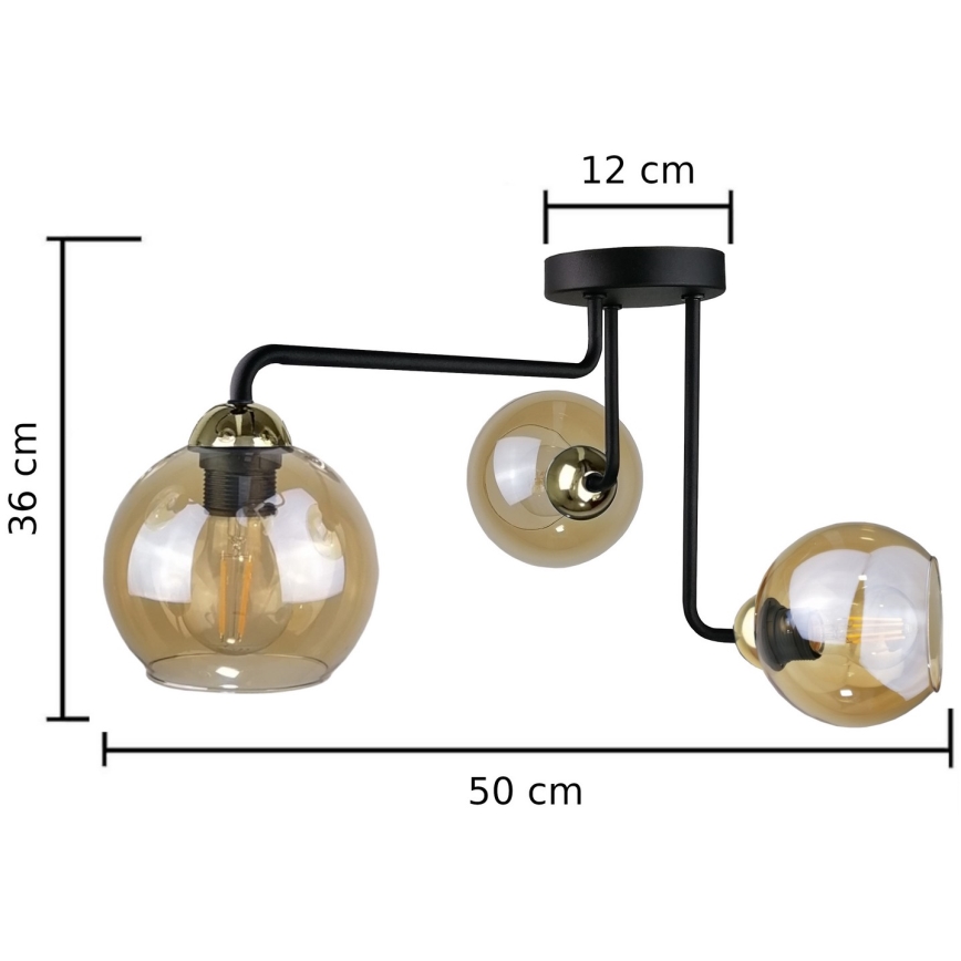 Přisazený lustr MONDE GOLD 3xE27/60W/230V