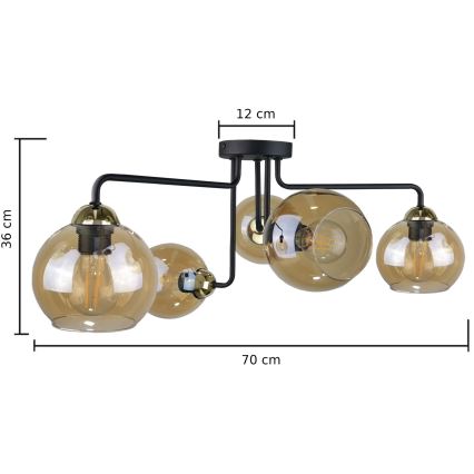 Přisazený lustr MONDE GOLD 5xE27/60W/230V