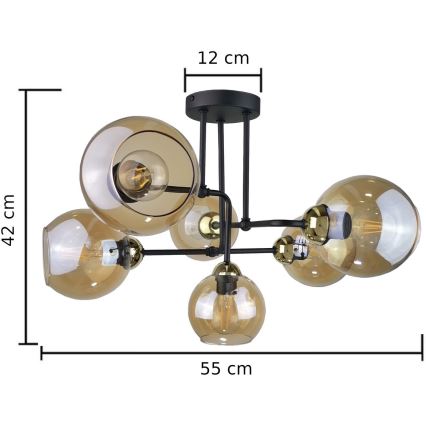 Přisazený lustr MONDE GOLD 6xE27/60W/230V