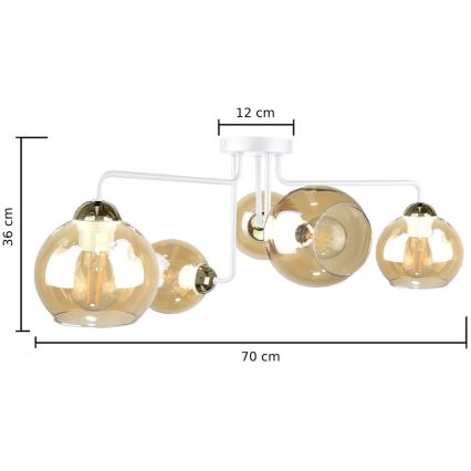 Přisazený lustr MONDE WHITE 5xE27/60W/230V