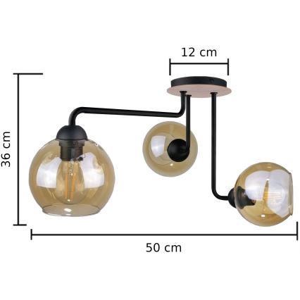 Přisazený lustr MONDE WOOD 3xE27/60W/230V