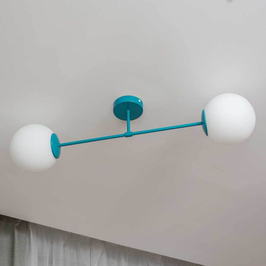 Přisazený lustr MOON 2xE27/15W/230V tyrkysová