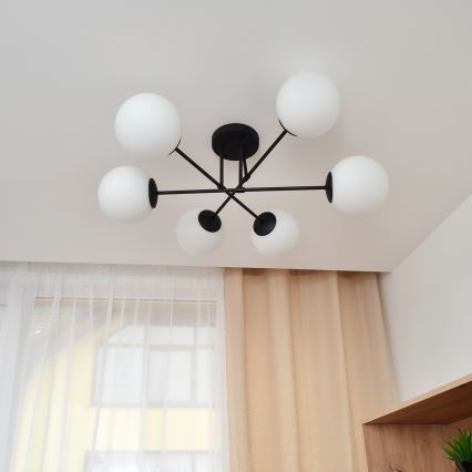 Přisazený lustr MOON 6xE27/15W/230V černá