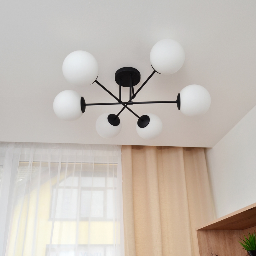 Přisazený lustr MOON 6xE27/15W/230V černá