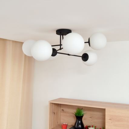 Přisazený lustr MOON 6xE27/15W/230V černá