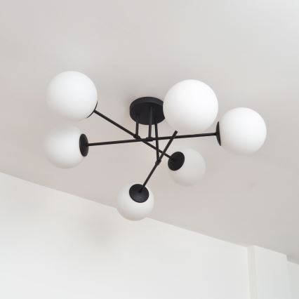 Přisazený lustr MOON 6xE27/15W/230V černá