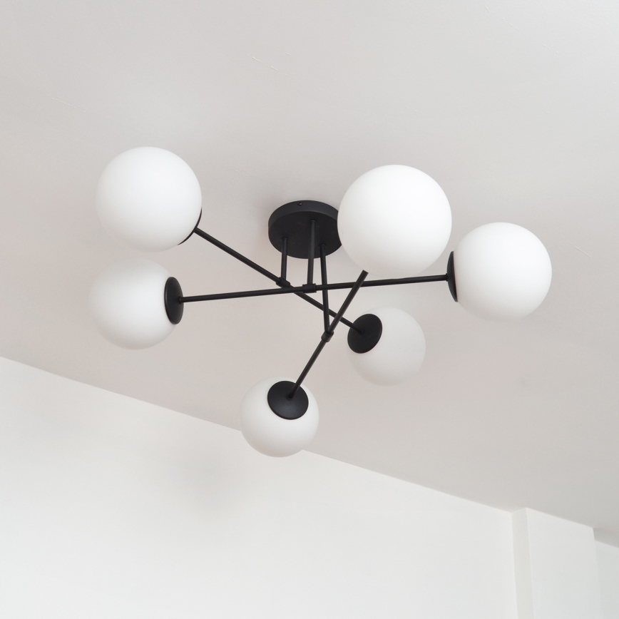 Přisazený lustr MOON 6xE27/15W/230V černá