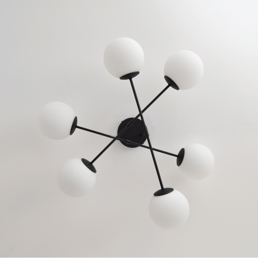 Přisazený lustr MOON 6xE27/15W/230V černá