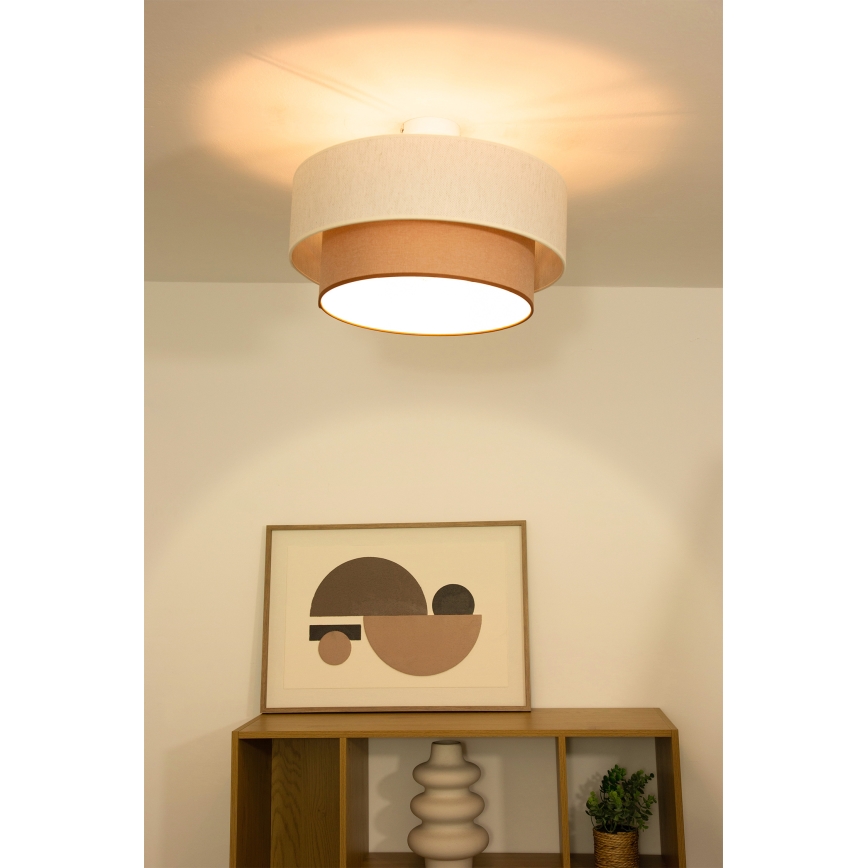 Přisazený lustr NATIA 1xE27/60W/230V bílá/hnědá