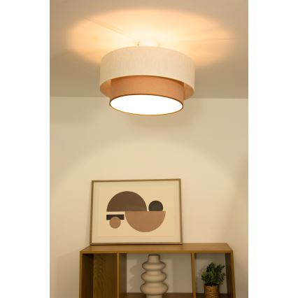 Přisazený lustr NATIA 1xE27/60W/230V pr. 45 cm bílá/hnědá