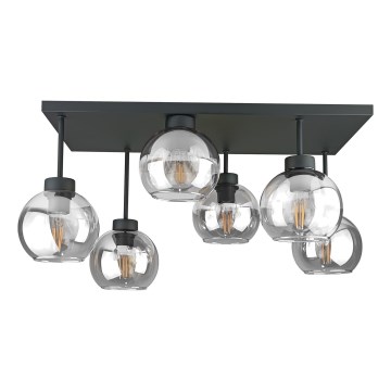 Přisazený lustr NESSA 6xE27/60W/230V černá/čirá