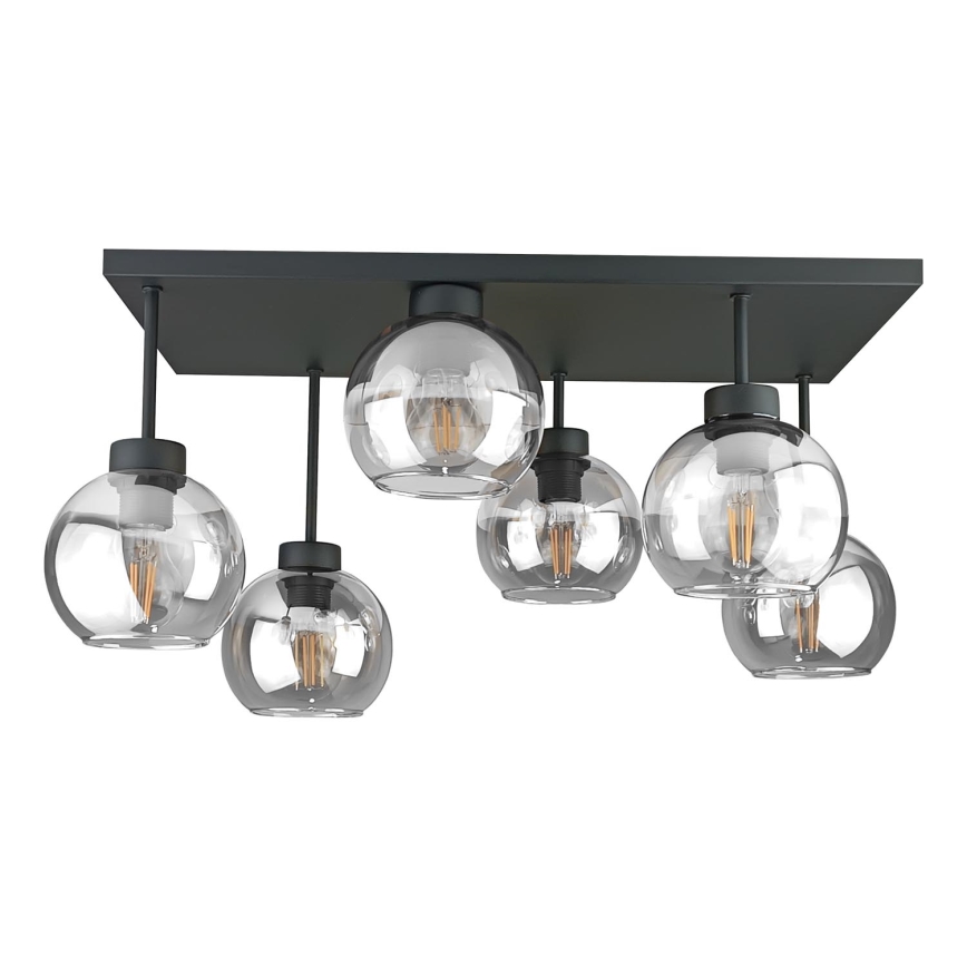 Přisazený lustr NESSA 6xE27/60W/230V černá/čirá