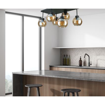 Přisazený lustr NESSA 6xE27/60W/230V černá/kouřová béžová