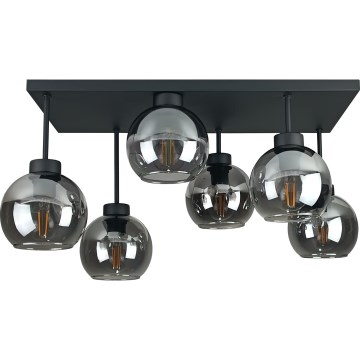 Přisazený lustr NESSA 6xE27/60W/230V černá/kouřová černá