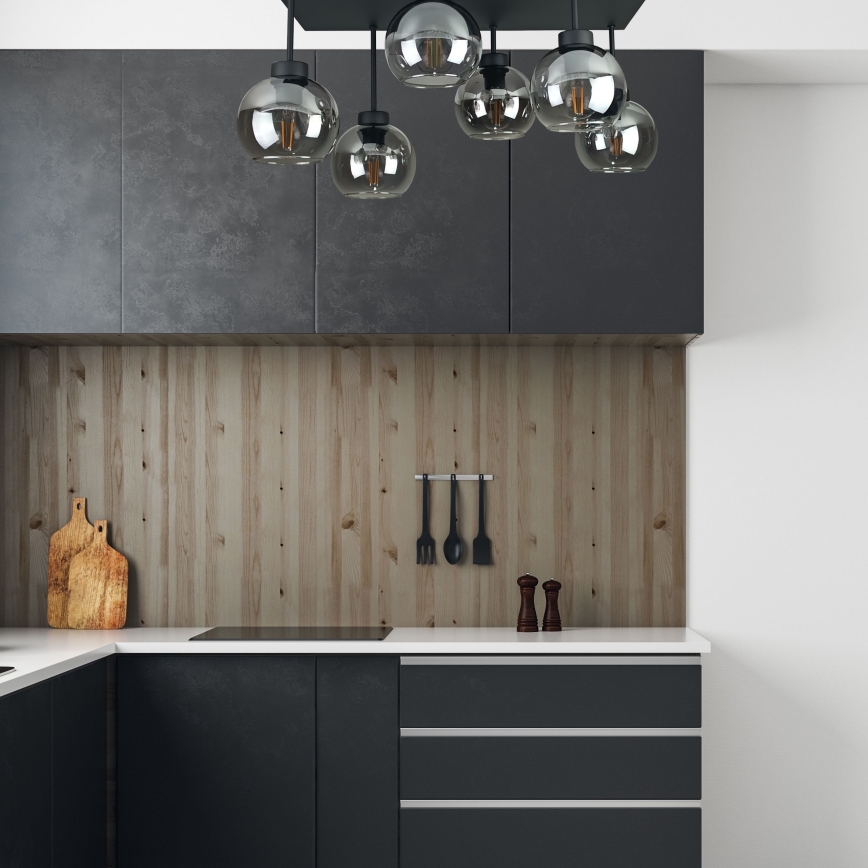 Přisazený lustr NESSA 6xE27/60W/230V černá/kouřová černá