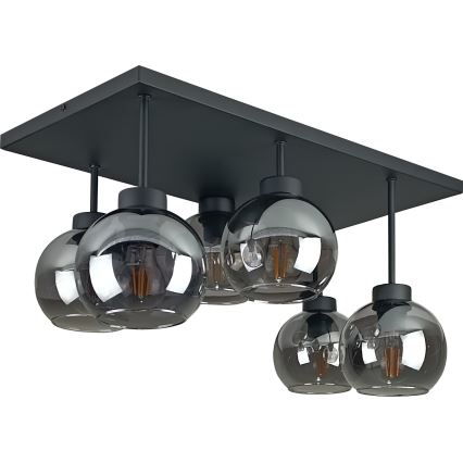 Přisazený lustr NESSA 6xE27/60W/230V černá/kouřová černá
