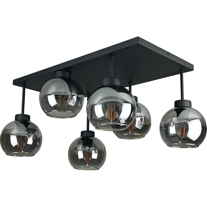 Přisazený lustr NESSA 6xE27/60W/230V černá/kouřová černá