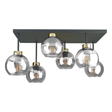 Přisazený lustr NESSA 6xE27/60W/230V černá/zlatá/čirá