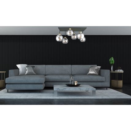 Přisazený lustr NESSA 6xE27/60W/230V černá/zlatá/čirá