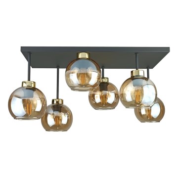 Přisazený lustr NESSA 6xE27/60W/230V černá/zlatá/kouřová béžová