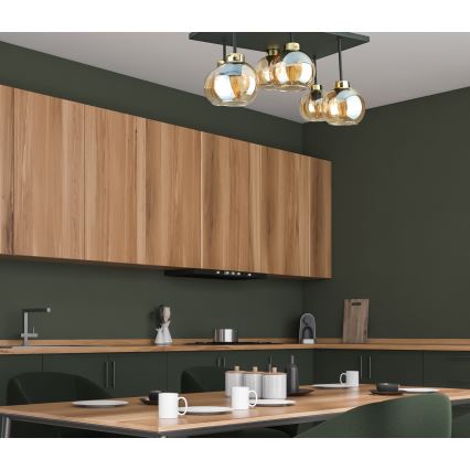 Přisazený lustr NESSA 6xE27/60W/230V černá/zlatá/kouřová béžová