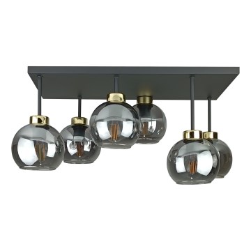 Přisazený lustr NESSA 6xE27/60W/230V černá/zlatá/kouřová černá