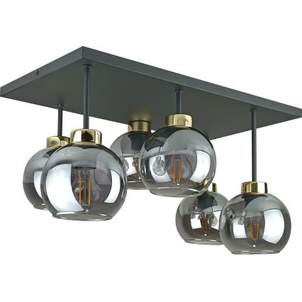 Přisazený lustr NESSA 6xE27/60W/230V černá/zlatá/kouřová černá