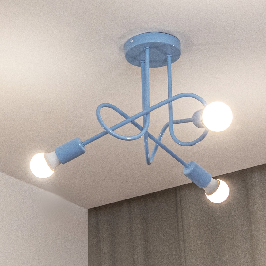 Přisazený lustr OXFORD 3xE27/15W/230V modrá