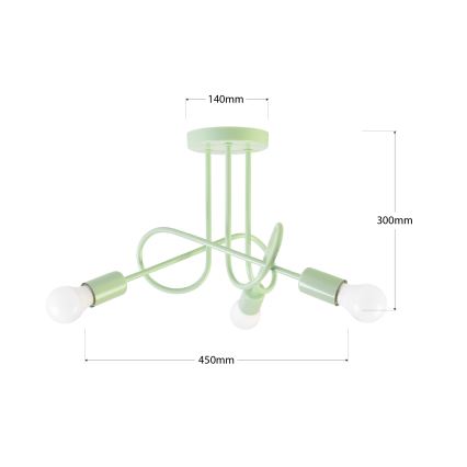 Přisazený lustr OXFORD 3xE27/15W/230V zelená