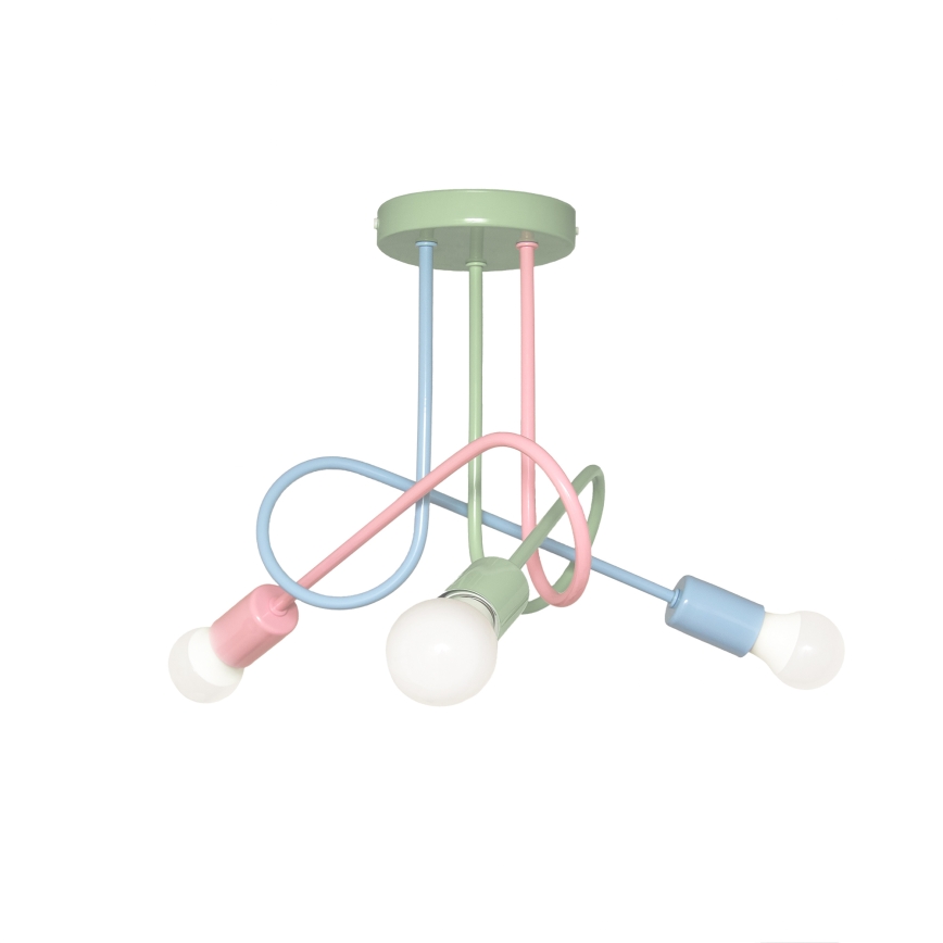 Přisazený lustr OXFORD 3xE27/15W/230V zelená/růžová/modrá