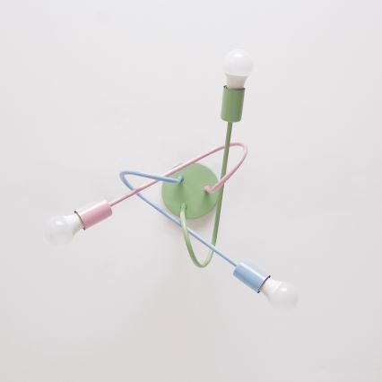 Přisazený lustr OXFORD 3xE27/15W/230V zelená/růžová/modrá