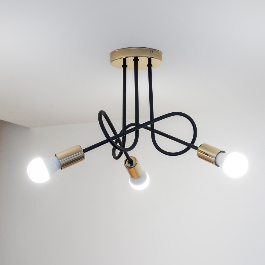 Přisazený lustr OXFORD 3xE27/15W/230V zlatá/černá