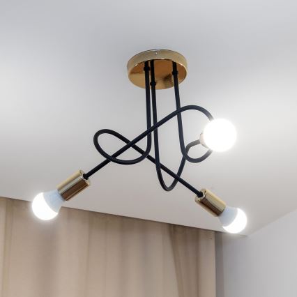 Přisazený lustr OXFORD 3xE27/15W/230V zlatá/černá