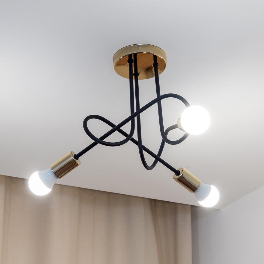 Přisazený lustr OXFORD 3xE27/15W/230V zlatá/černá