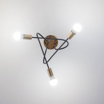 Přisazený lustr OXFORD 3xE27/15W/230V zlatá/černá