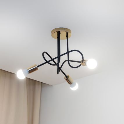Přisazený lustr OXFORD 3xE27/15W/230V zlatá/černá