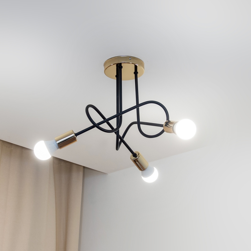 Přisazený lustr OXFORD 3xE27/15W/230V zlatá/černá