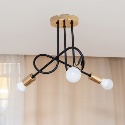 Přisazený lustr OXFORD 3xE27/15W/230V zlatá/černá