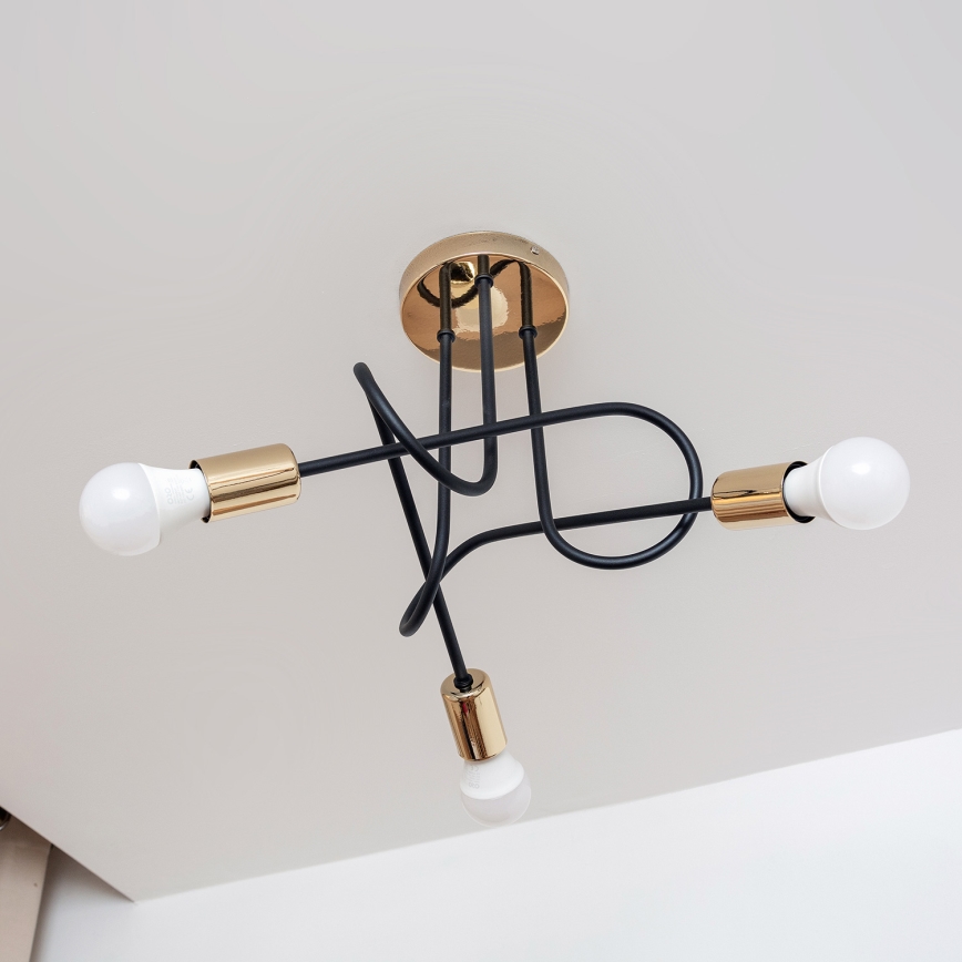 Přisazený lustr OXFORD 3xE27/15W/230V zlatá/černá