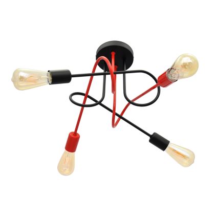 Přisazený lustr OXFORD 4xE27/15W/230V černá/červená