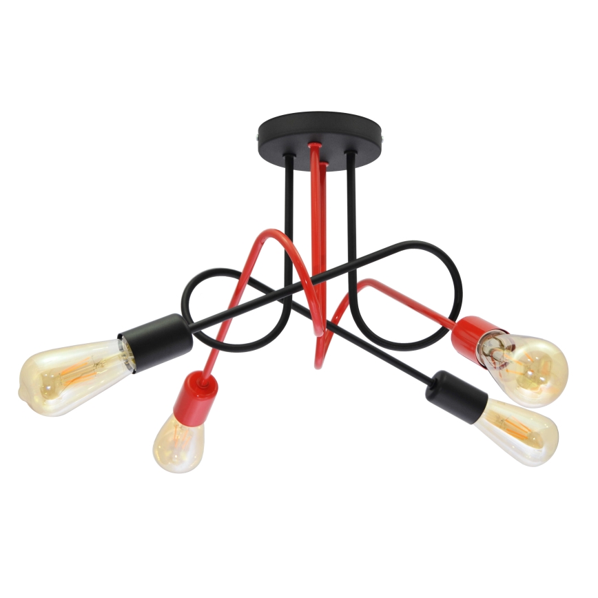 Přisazený lustr OXFORD 4xE27/15W/230V černá/červená