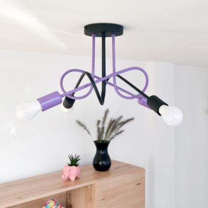Přisazený lustr OXFORD 4xE27/15W/230V černá/fialová