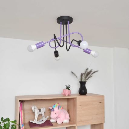 Přisazený lustr OXFORD 4xE27/15W/230V černá/fialová