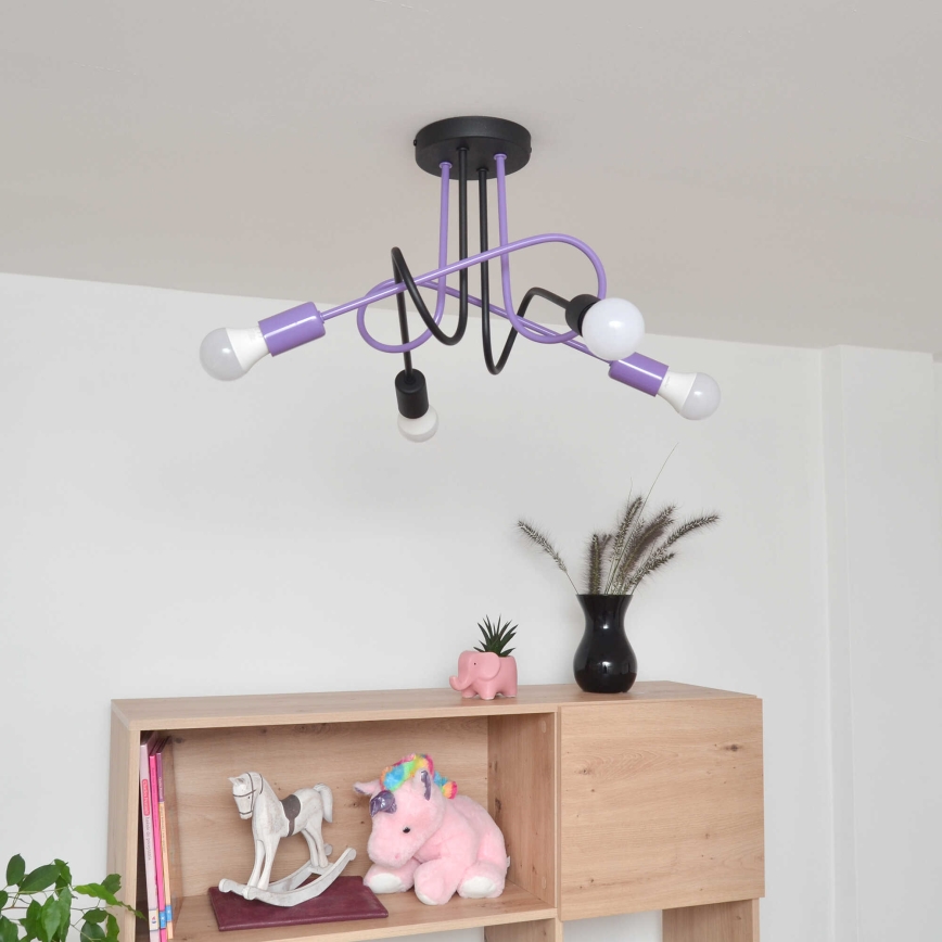 Přisazený lustr OXFORD 4xE27/15W/230V černá/fialová