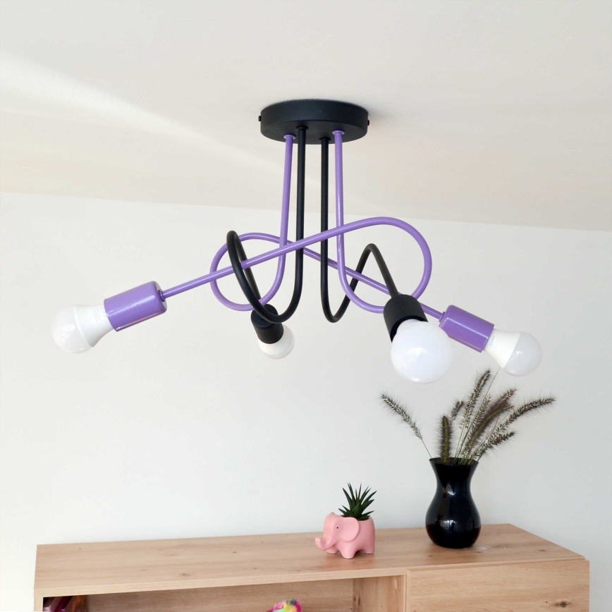 Přisazený lustr OXFORD 4xE27/15W/230V černá/fialová