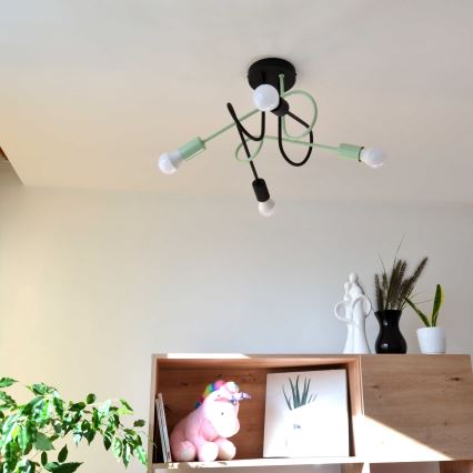 Přisazený lustr OXFORD 4xE27/15W/230V černá/zelená
