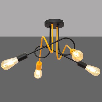 Přisazený lustr OXFORD 4xE27/15W/230V černá/žlutá